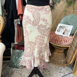 Paisley Print Cream and Pink Skirt